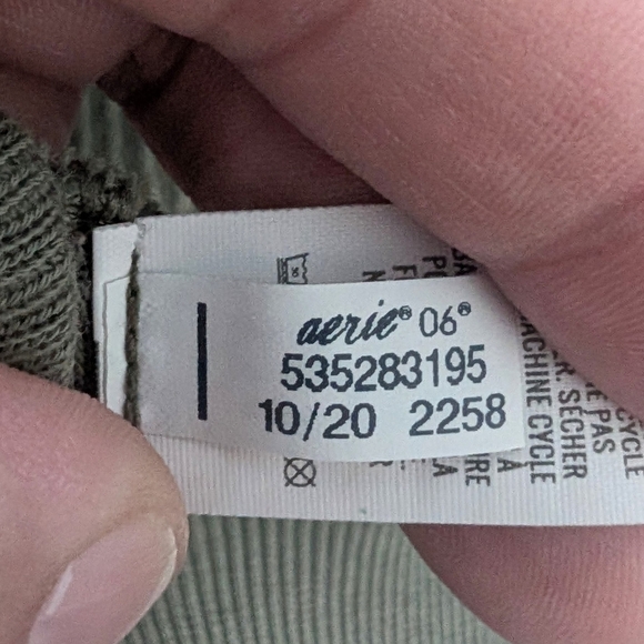 Aerie Olive Green 100% Cotton Ribbed Cropped Boxy Hoodie In Size XS - Picture 8 of 8